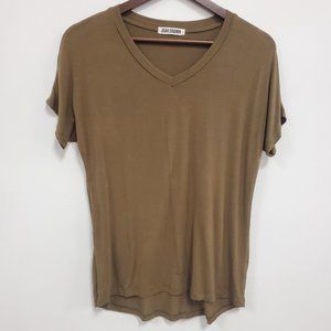 Joah Brown Womens V Neck T Shirt Size 6 Brown Short Sleeve Modal Stretch Soft